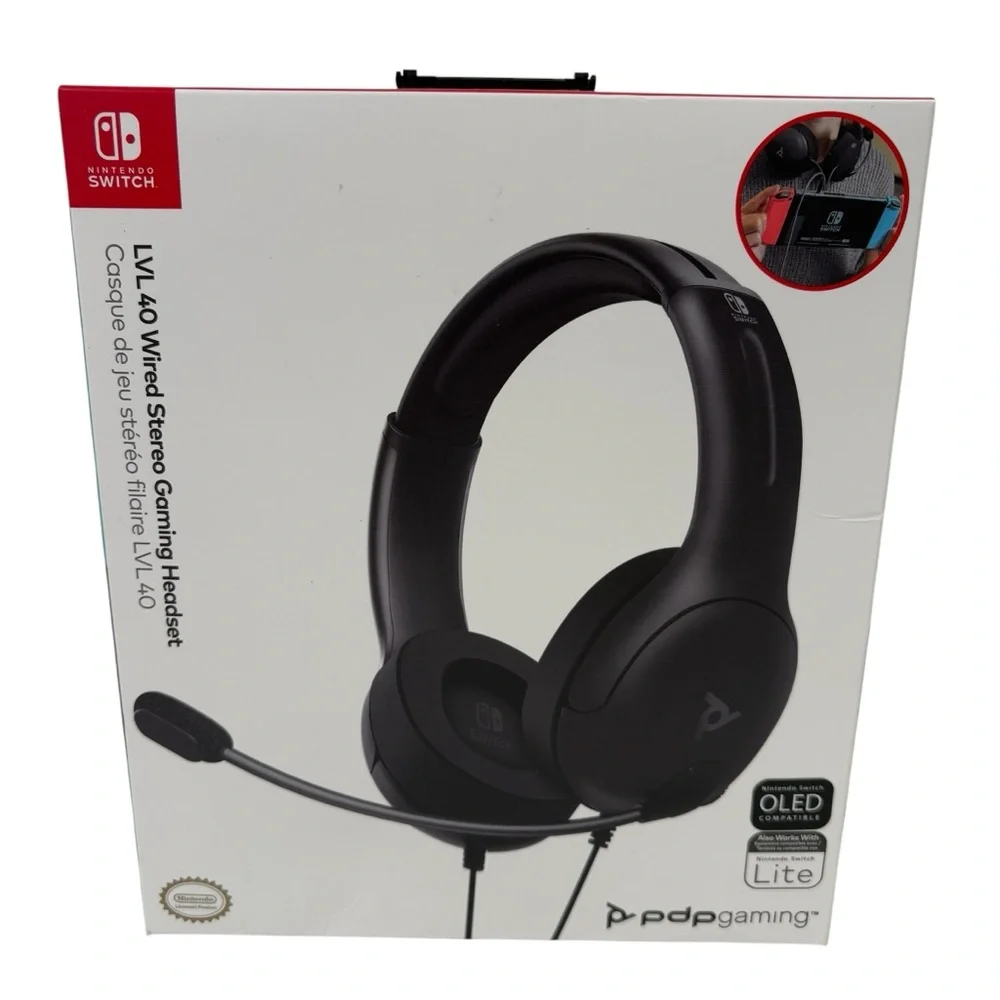 Nintendo Switch Gaming LVL40 Wired Stereo Gaming Headset Black Oled Lite